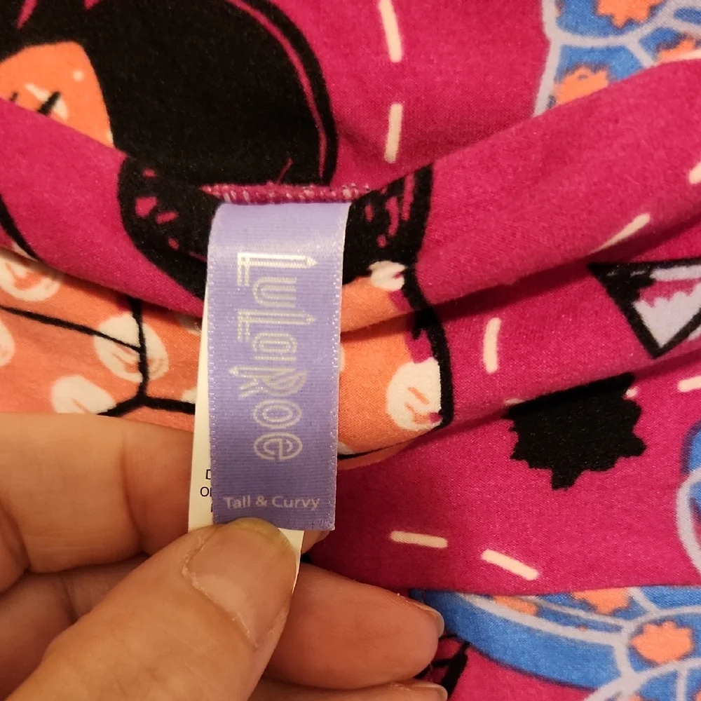 LuLaRoe (NOT FOR SALE) Adult Minnie Mouse Pink and Blue Print Leggings - Picture 2 of 3